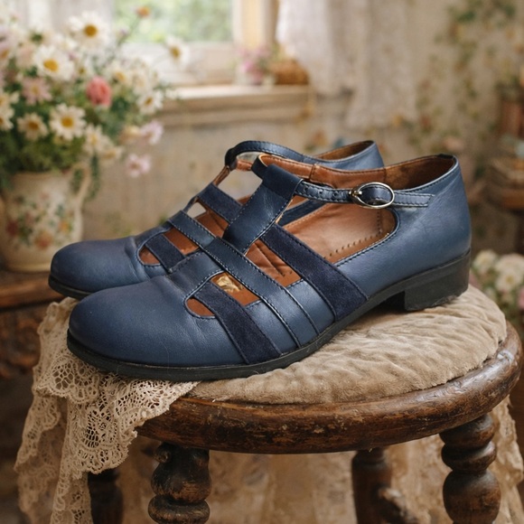 Shoes - Julia Bo Navy Leather Mary Jane’s